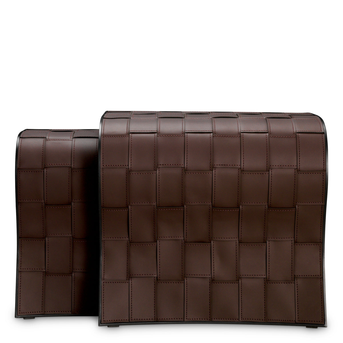 Stoliki boczne Marcello, dark brown faux leather, komplet 2 szt.