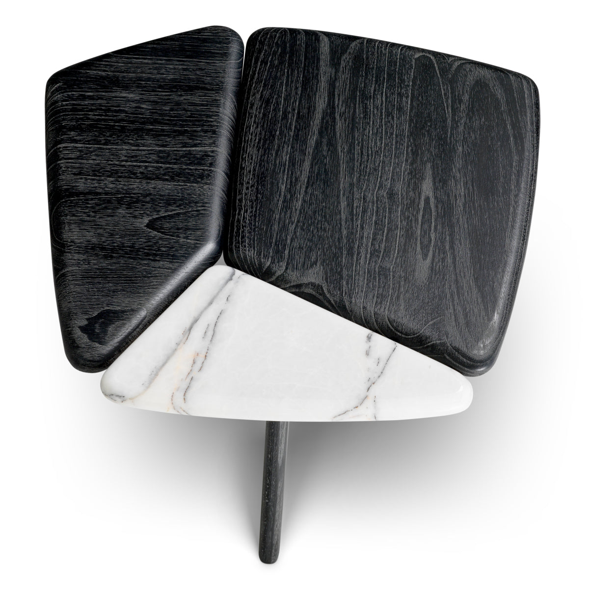 Stolik boczny Brinton, charcoal grey, lite drewno, biały marmur