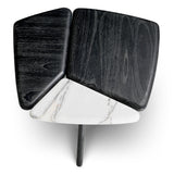 Stolik boczny Brinton, charcoal grey, lite drewno, biały marmur