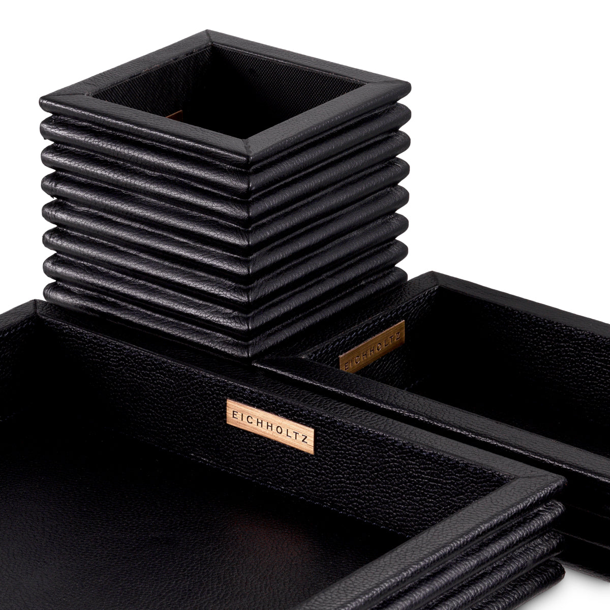 Zestaw biurkowy Elvane | Black Leather | Zestaw 3 szt.