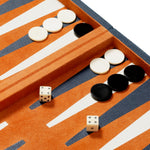 Backgammon South Shore, zestaw prezentowy, blue leather, orange suede