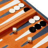 Backgammon South Shore, zestaw prezentowy, blue leather, orange suede