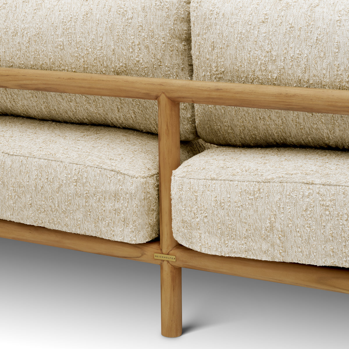 Sofa ogrodowa Ombria, naturalne drewno tekowe, tkanina Arden, naturalny