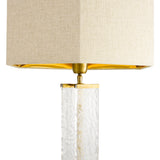 Lampa stołowa Harmonis, wykończenie mosiądz vintage, z abażurem