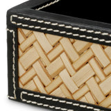 Zestaw na biurko Taos, black leather, natural rattan, komplet 2 szt.