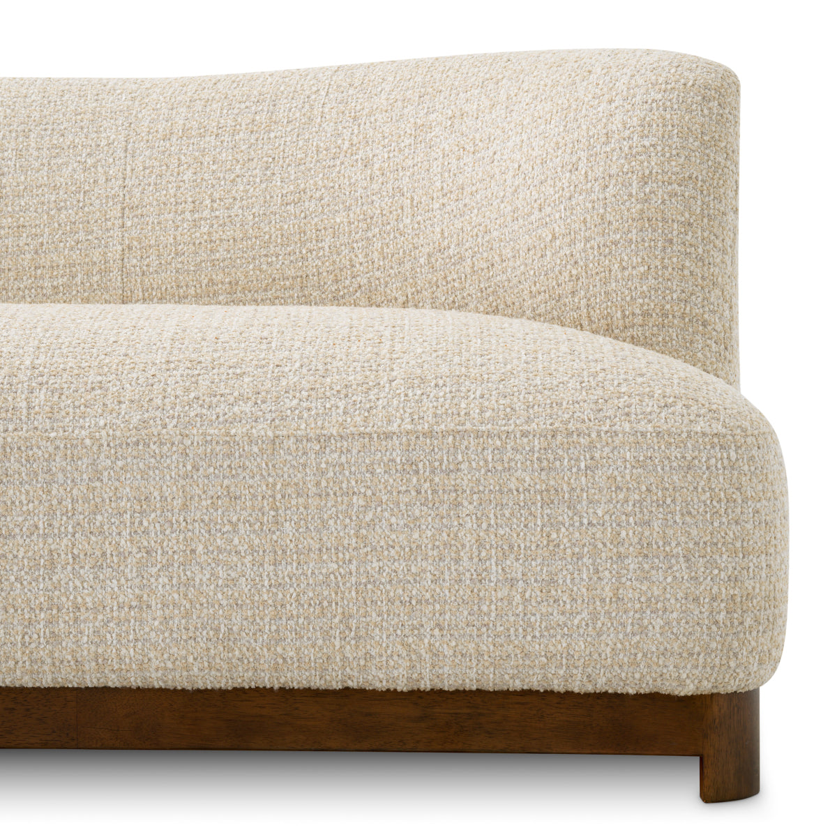 Sofa Stelvio, wykończenie orzechowe, tkanina szenilowa Winslow, beż