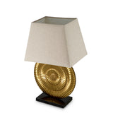 Lampa stołowa Ramble, wykończenie w stylu antycznego złota, w zestawie klosz