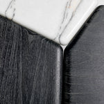 Stolik boczny Brinton, charcoal grey, lite drewno, biały marmur