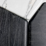 Stolik boczny Brinton, charcoal grey, lite drewno, biały marmur