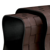Stoliki boczne Marcello, dark brown faux leather, komplet 2 szt.