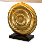 Lampa stołowa Ramble, wykończenie w stylu antycznego złota, w zestawie klosz