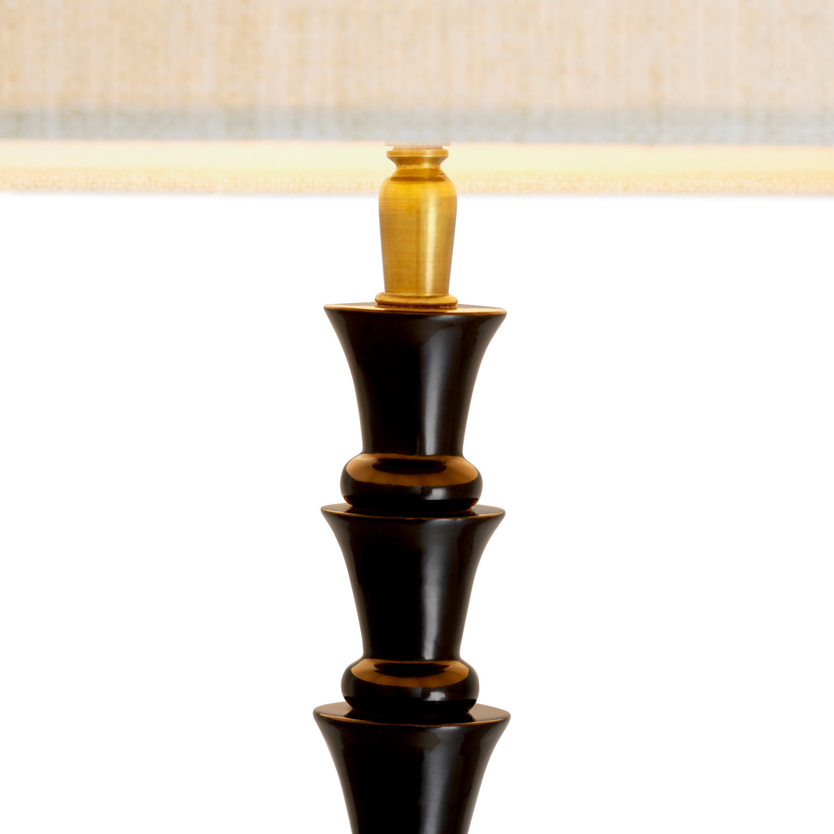 Lampa podłogowa Arabella, wykończenie czarny fortepian, z abażurem
