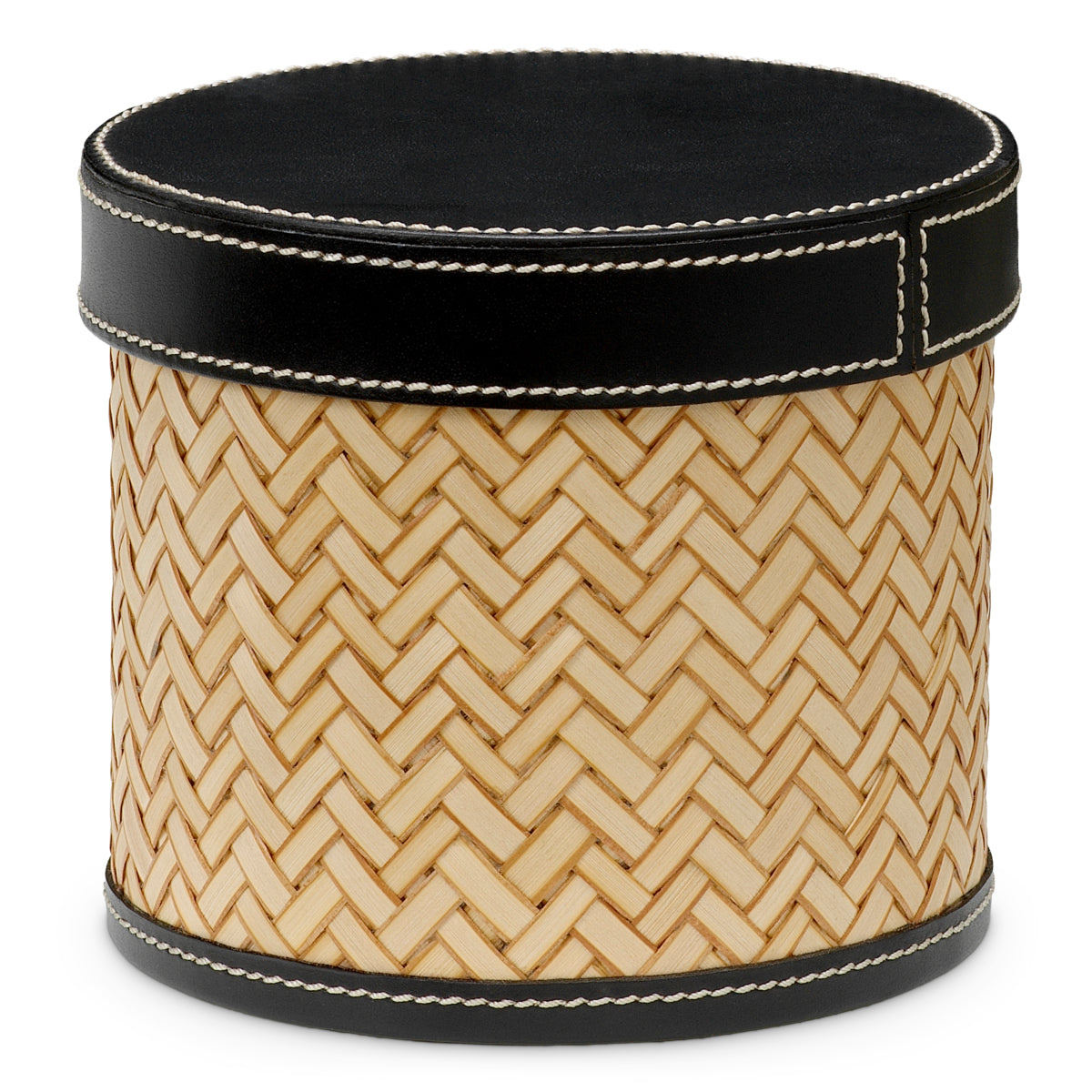 Zestaw na biurko Taos, black leather, natural rattan, komplet 2 szt.