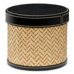 Zestaw na biurko Taos, black leather, natural rattan, komplet 2 szt.