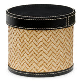 Zestaw na biurko Taos, black leather, natural rattan, komplet 2 szt.