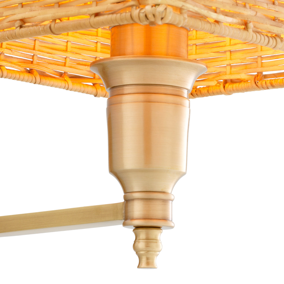 Lampa ścienna Lexington Single, wykończenie mosiądz antyczny, z abażurem rattanowym
