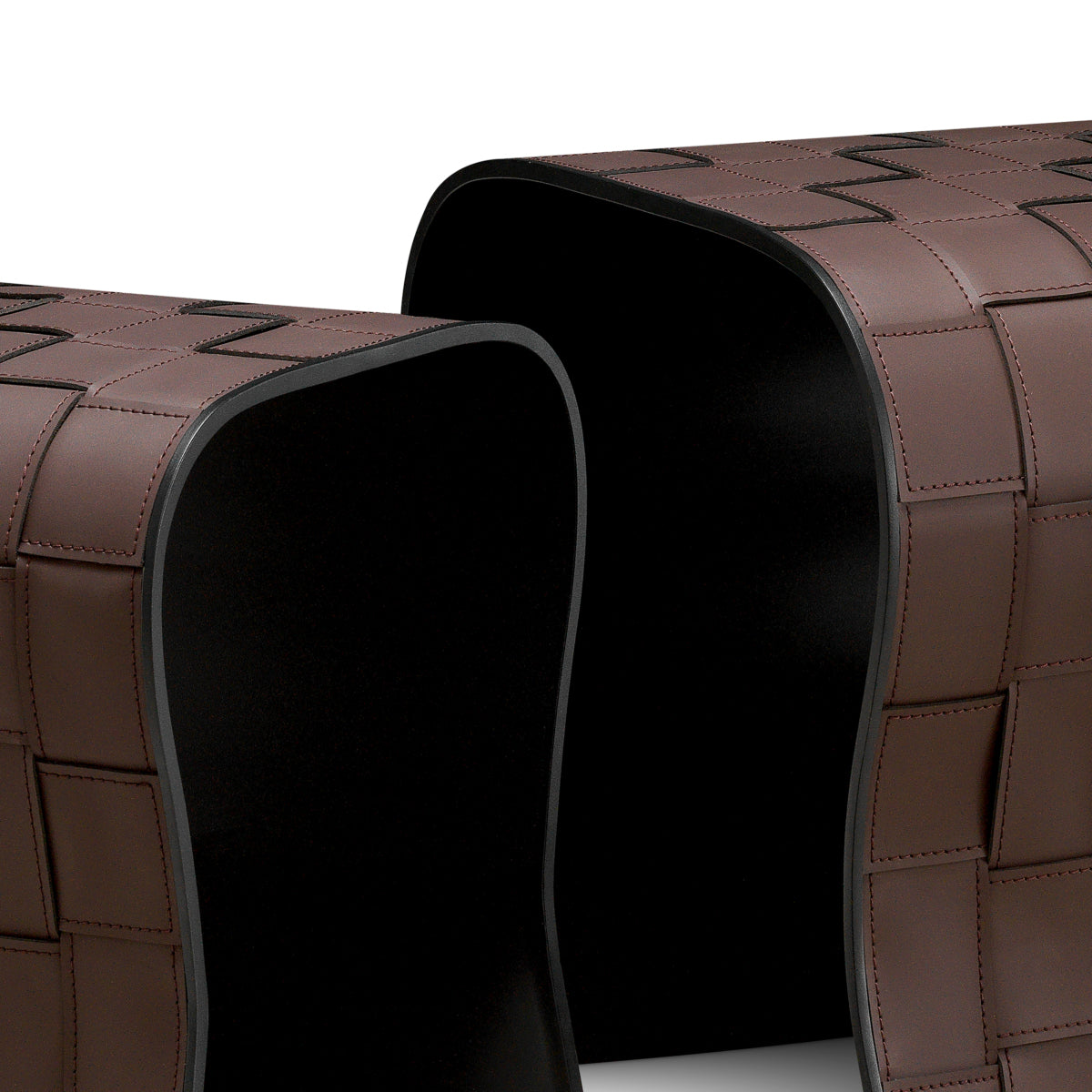 Stoliki boczne Marcello, dark brown faux leather, komplet 2 szt.