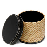 Zestaw na biurko Taos, black leather, natural rattan, komplet 2 szt.