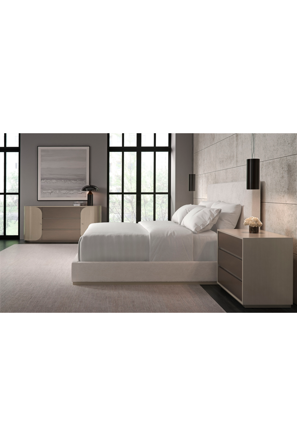 Białe, minimalistyczne łóżko typu queen-size | Caracole The Boutique | Caracole.eu.com