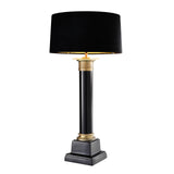 Lampa stołowa Eichholtz Monaco, czarna, postarzane mosiężne wykończenie, zawiera klosz