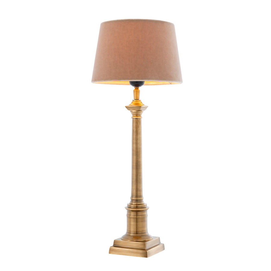Lámpara de mesa Eichholtz Cologne S, acabado latón antiguo, incluye pantalla