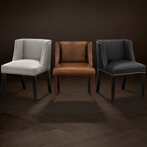 Silla de comedor Eichholtz St. James, piel color tabaco.