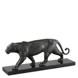 Figurka Panther, patyna w brązie, na marmurowej podstawie