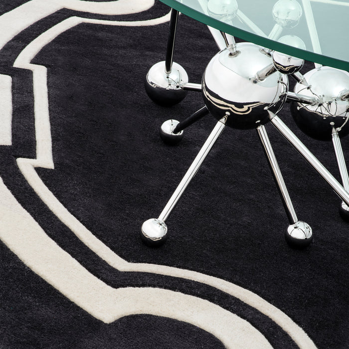 Dywan Eichholtz Palazzo, ø 280 cm, czarny i złamana biel