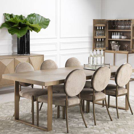 Krzesło stołowe Eichholtz Scribe, ciemny mosiądz, surowy aksamit