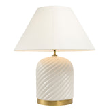 Lampa stołowa Eichholtz Savona, biała ceramika, zawiera klosz