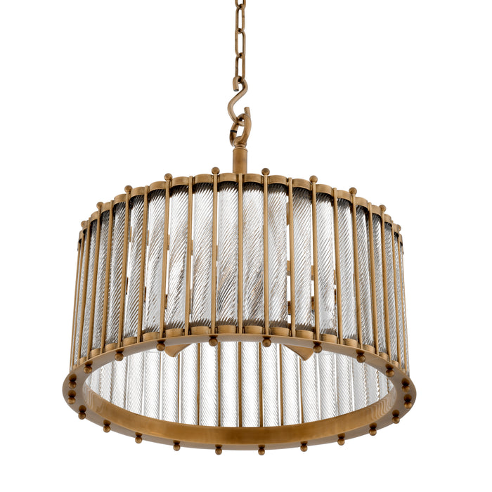 Żyrandol Eichholtz Tiziano, pojedynczy, postarzane mosiężne wykończenie