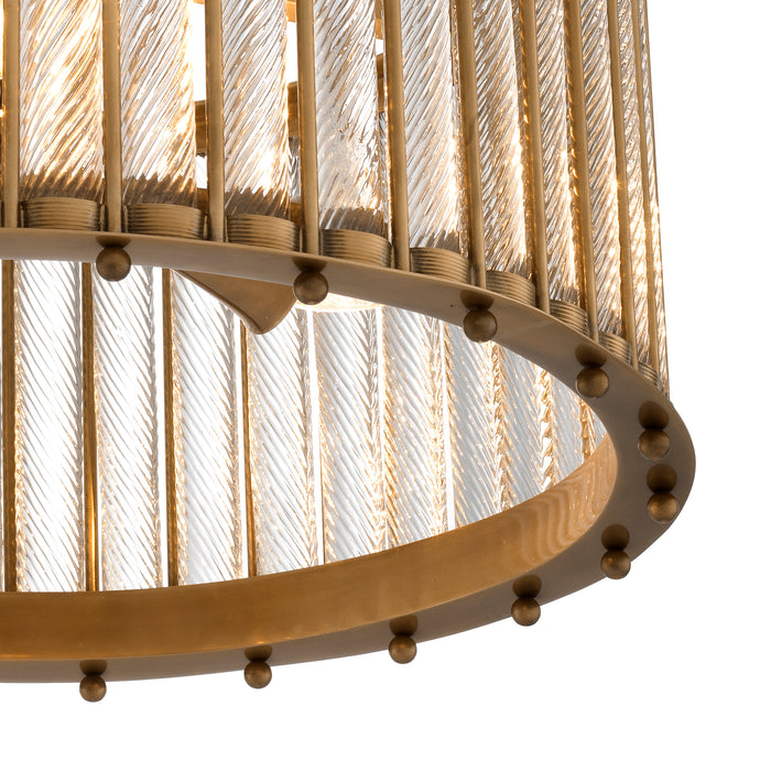 Żyrandol Eichholtz Tiziano, pojedynczy, postarzane mosiężne wykończenie