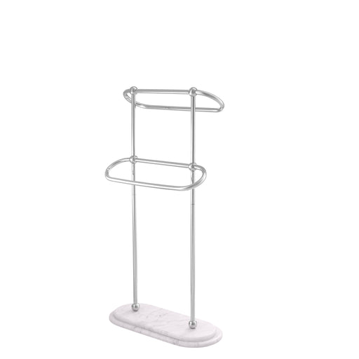 Wieszak na ręczniki Eichholtz Lowell, H. 91 cm, polerowana stal nierdzewna, biały marmur