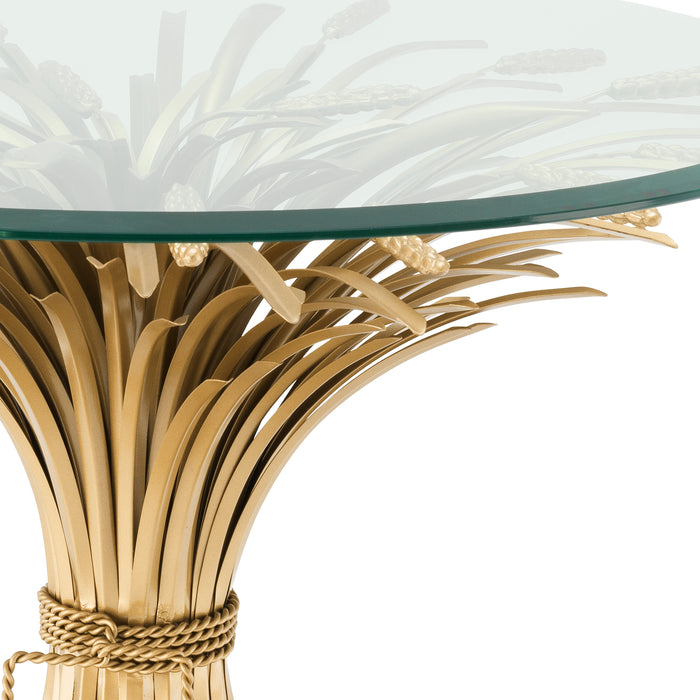 Stolik boczny Eichholtz Bonheur, ø 90 x H 70cm, postarzane złote wykończenie