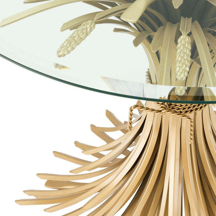 Stolik boczny Eichholtz Bonheur, ø 90 x H 70cm, postarzane złote wykończenie