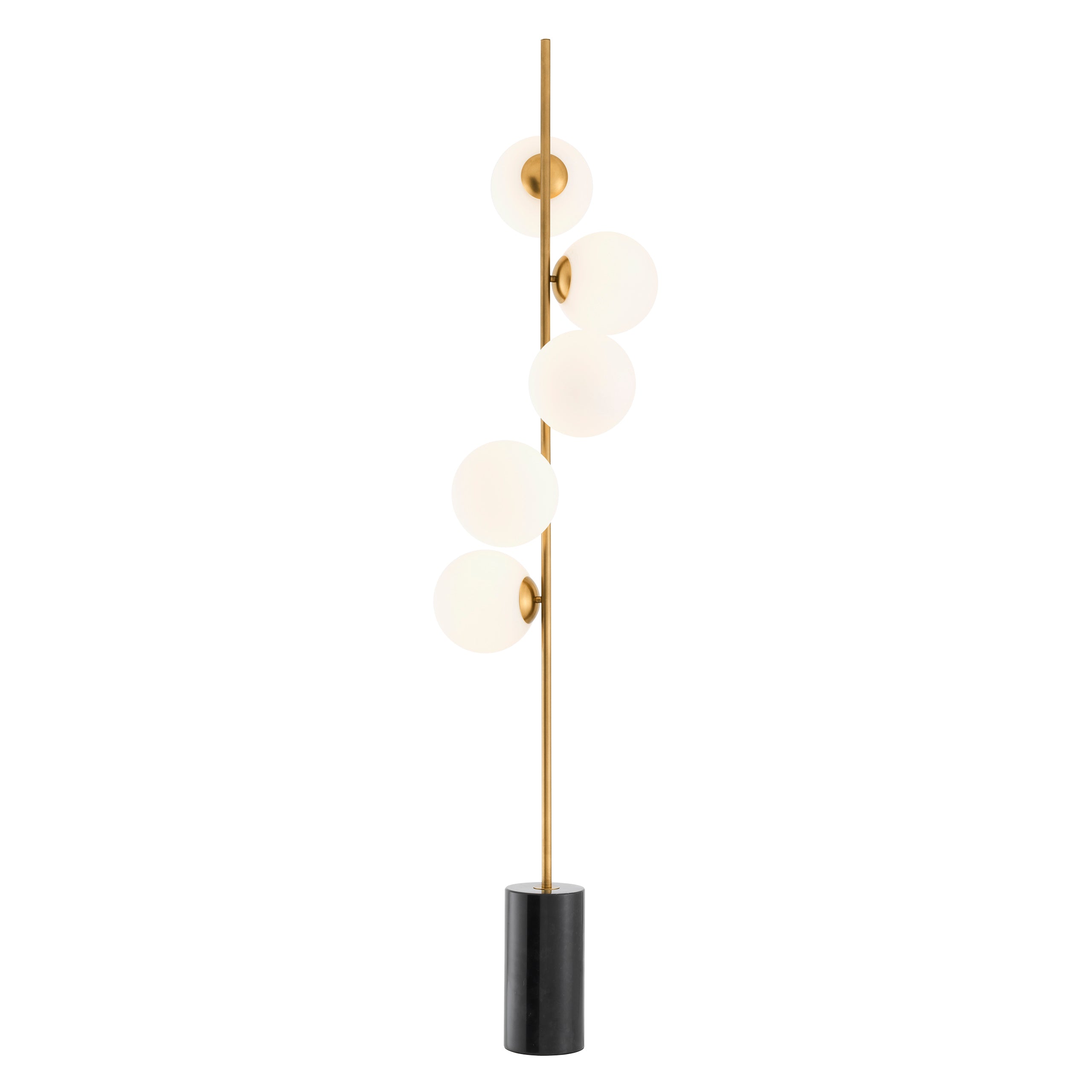 Antique brass finish | white glass | black marble base