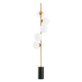 Antique brass finish | white glass | black marble base
