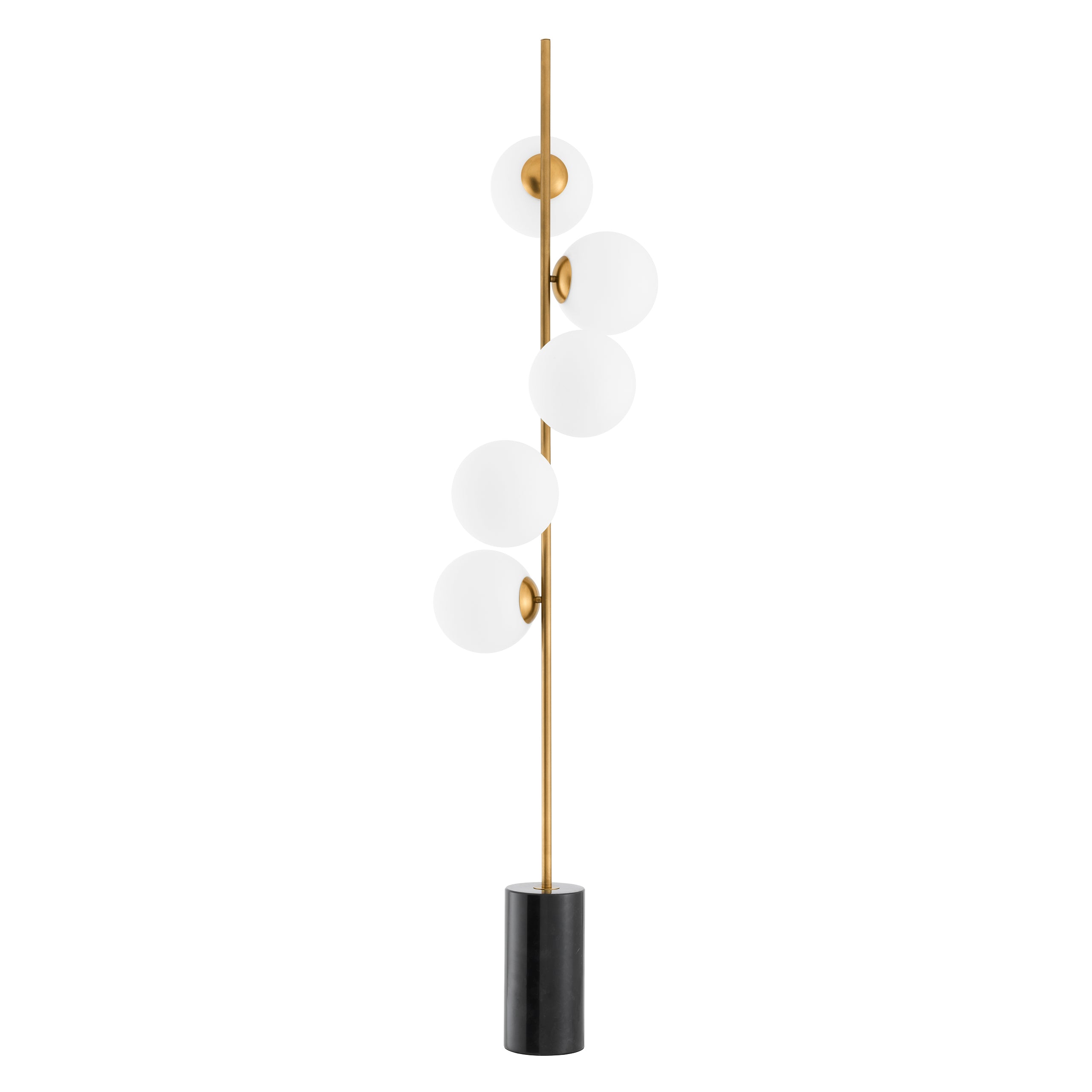 Antique brass finish | white glass | black marble base