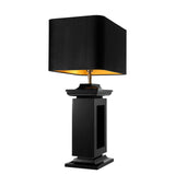 Lampa stołowa Eichholtz Mandarin, czarne błyszczące wykończenie, zawiera klosz