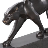Figurka Pantherae, z brązu, na marmurowej podstawie