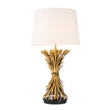 Lampa stołowa Eichholtz Bonheur, postarzane złote wykończenie, zawiera klosz