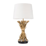 Lampa stołowa Eichholtz Bonheur, postarzane złote wykończenie, zawiera klosz