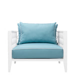 Sunbrella mineral blue | białe wykończenie