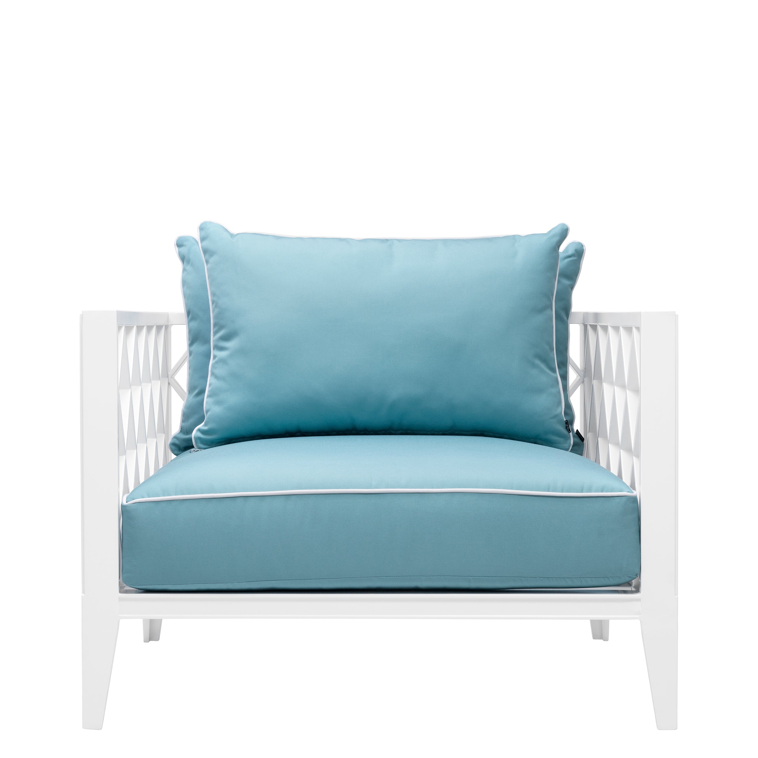 Sunbrella mineral blue | białe wykończenie