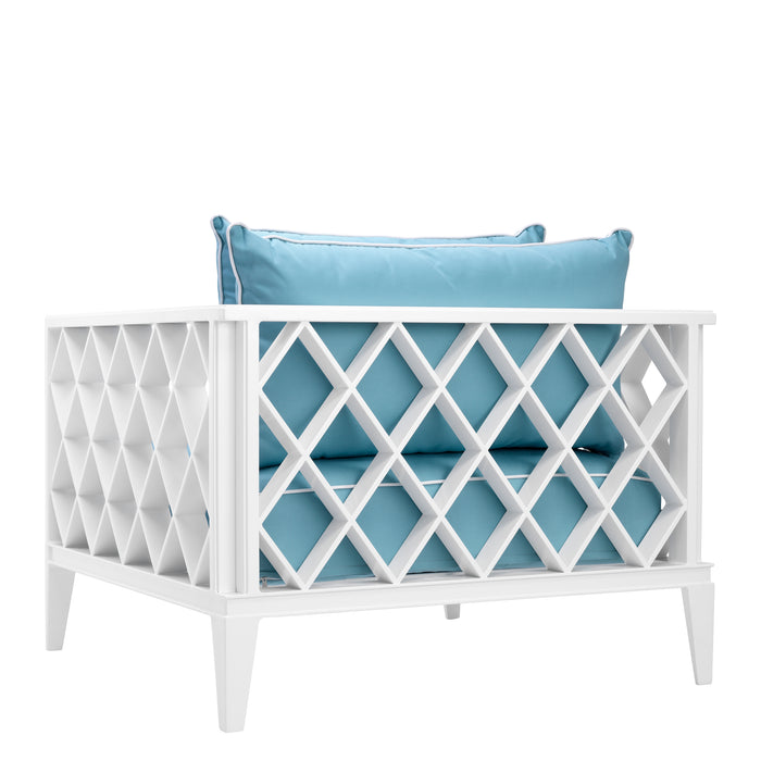 Sunbrella mineral blue | białe wykończenie