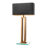 Lampa stołowa Eichholtz Cadogan, postarzane mosiężne wykończenie, zawiera klosz