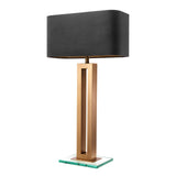 Lampa stołowa Eichholtz Cadogan, postarzane mosiężne wykończenie, zawiera klosz