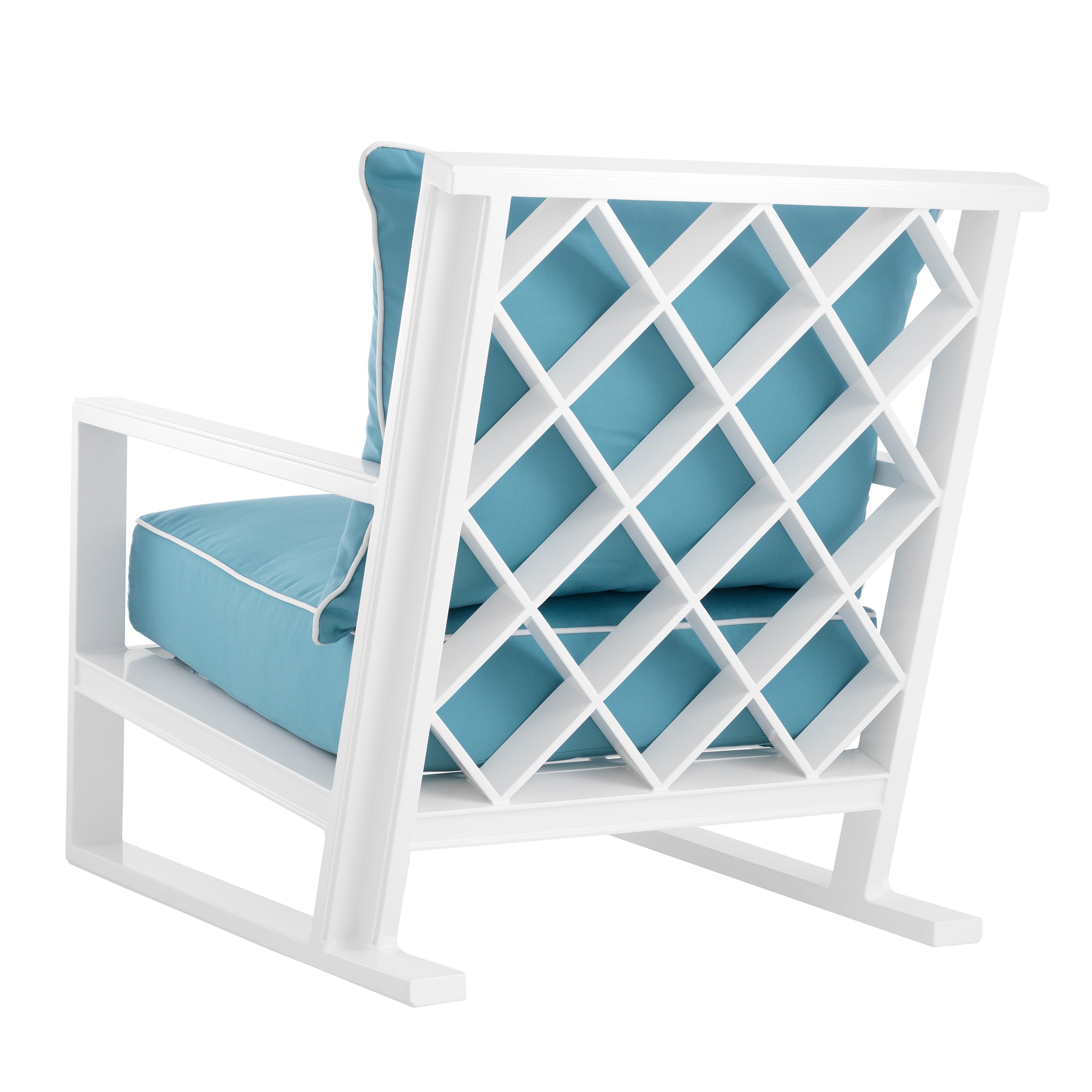 W kolorze sunbrella mineral blue | białe wykończenie