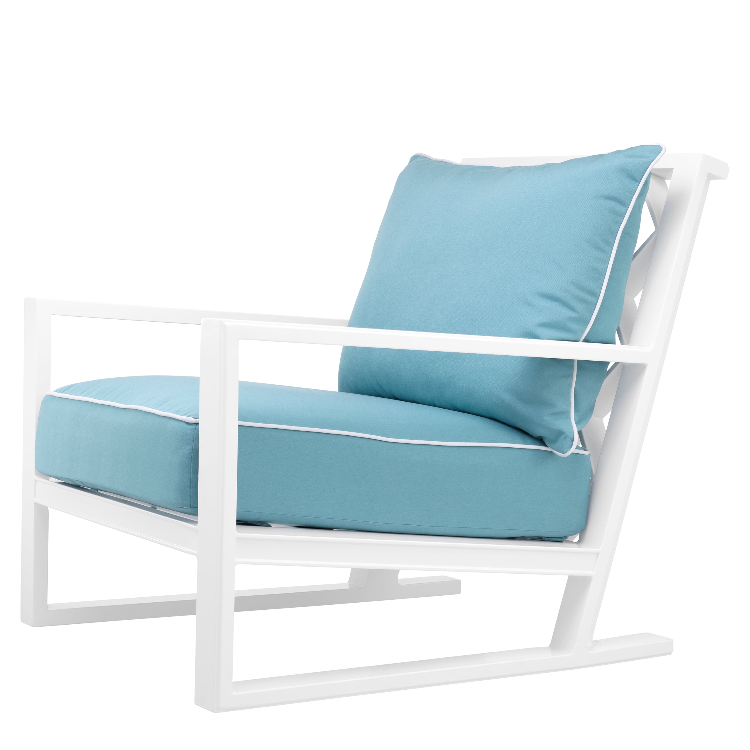 W kolorze sunbrella mineral blue | białe wykończenie