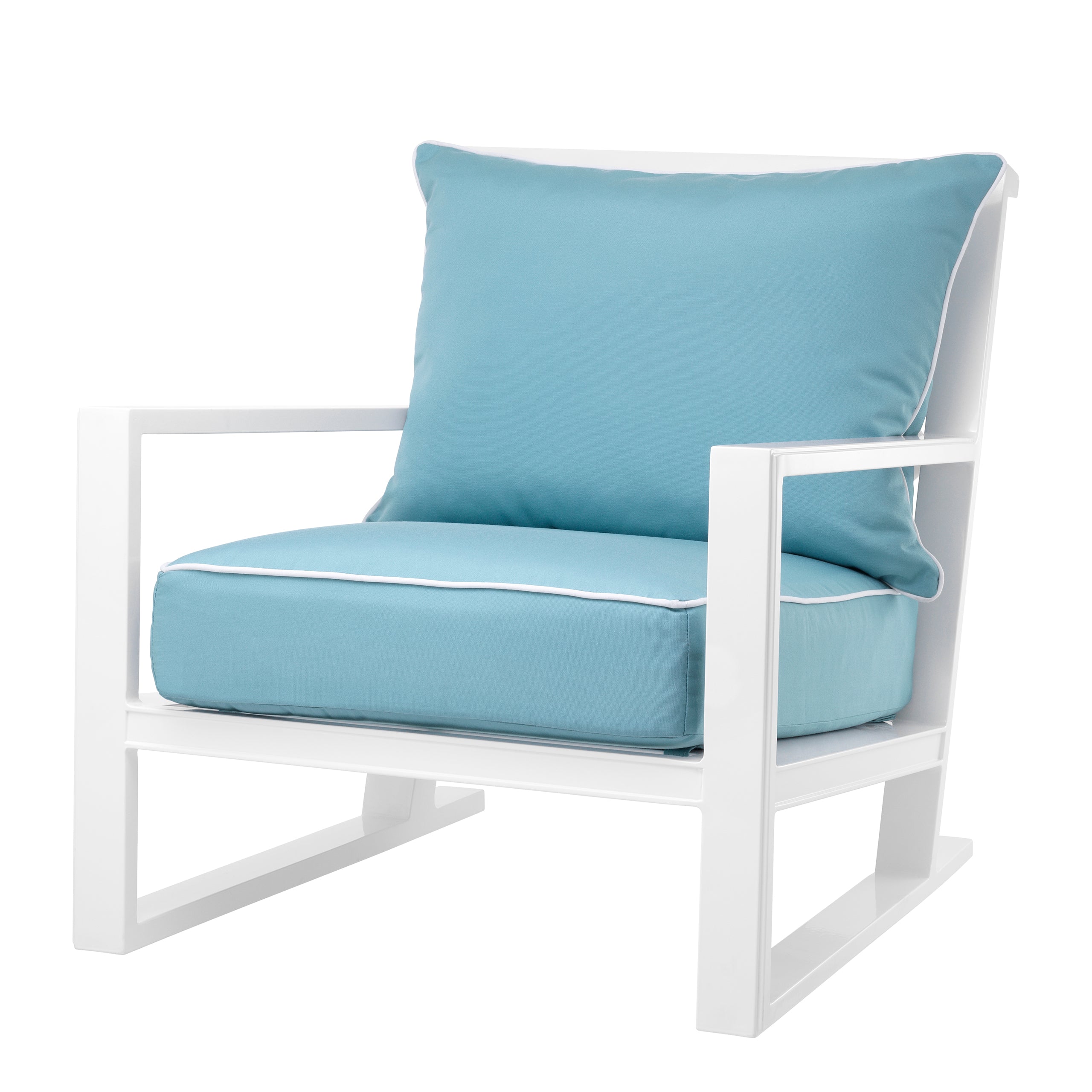 W kolorze sunbrella mineral blue | białe wykończenie
